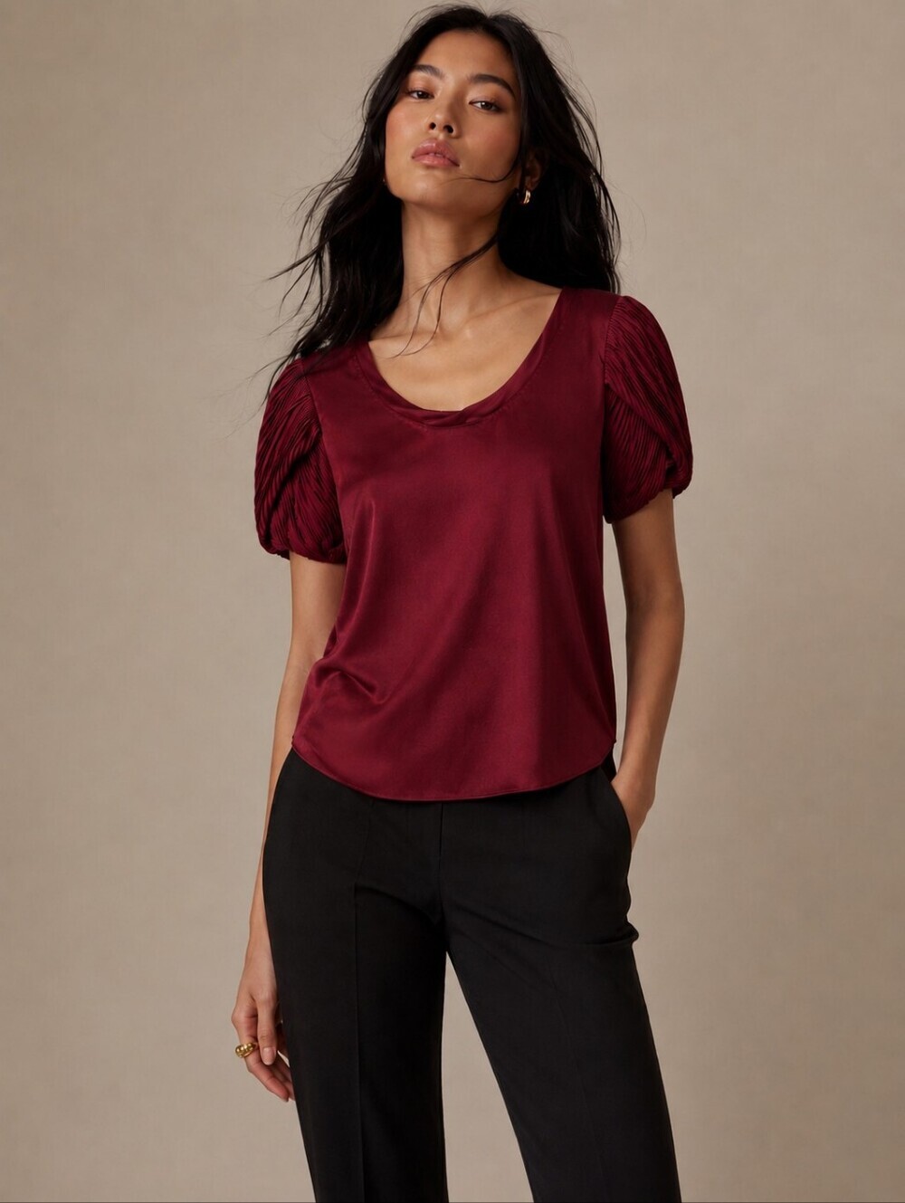❤️ DIANE VON FURSTENBERG CLEMENCE PLEATED SLEEVE TOP, 6